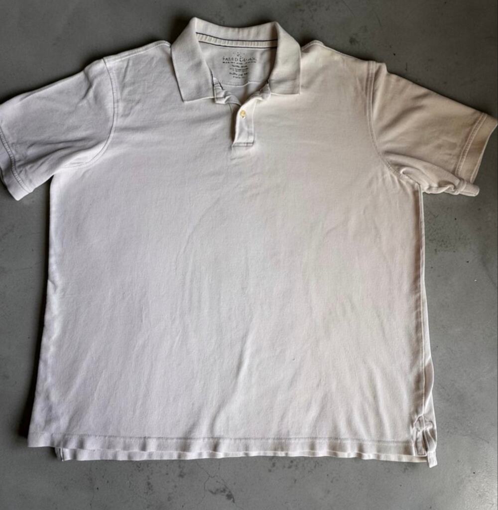 Faded Glory Mens Polo Shirt XL 2XL 46-48 Arctic White Cotton Pique Short Sleeve